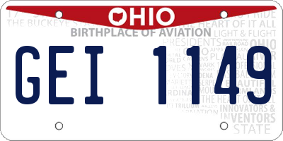 OH license plate GEI1149