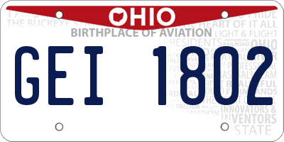 OH license plate GEI1802