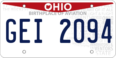 OH license plate GEI2094