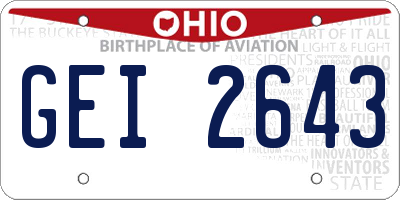 OH license plate GEI2643