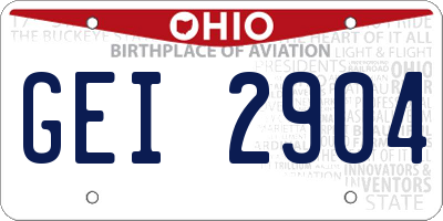 OH license plate GEI2904