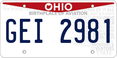 OH license plate GEI2981