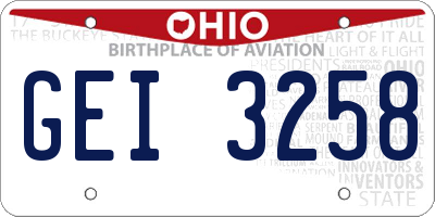 OH license plate GEI3258