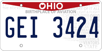 OH license plate GEI3424