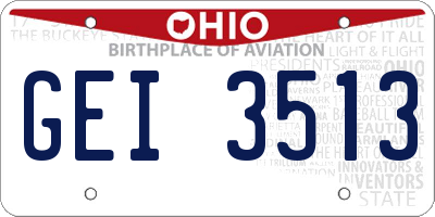 OH license plate GEI3513