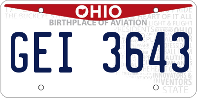 OH license plate GEI3643