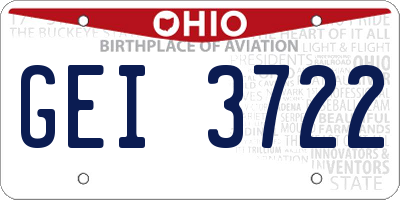 OH license plate GEI3722