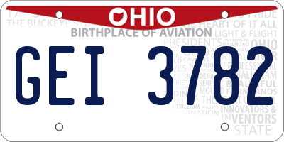 OH license plate GEI3782