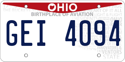 OH license plate GEI4094