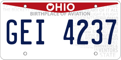 OH license plate GEI4237