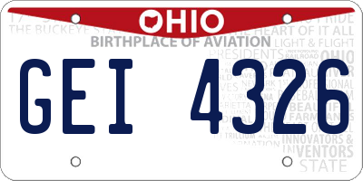 OH license plate GEI4326