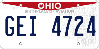 OH license plate GEI4724