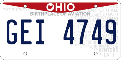 OH license plate GEI4749