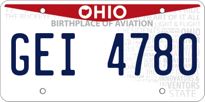 OH license plate GEI4780
