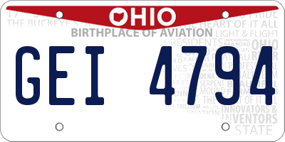 OH license plate GEI4794