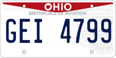 OH license plate GEI4799