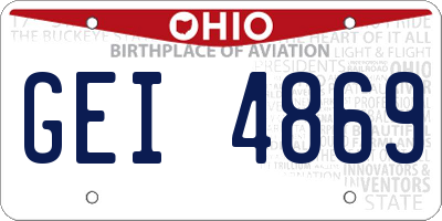 OH license plate GEI4869