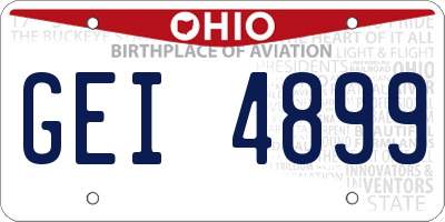 OH license plate GEI4899
