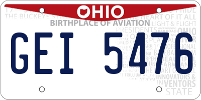 OH license plate GEI5476