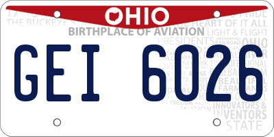 OH license plate GEI6026