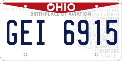 OH license plate GEI6915