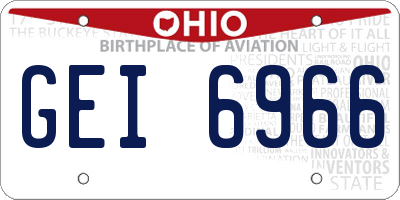 OH license plate GEI6966