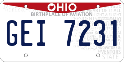 OH license plate GEI7231
