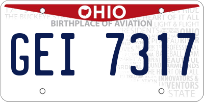 OH license plate GEI7317