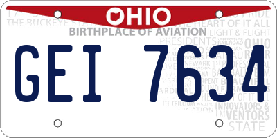 OH license plate GEI7634
