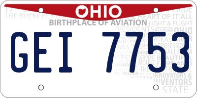 OH license plate GEI7753