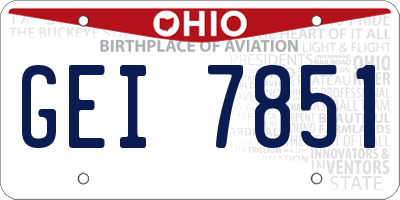 OH license plate GEI7851