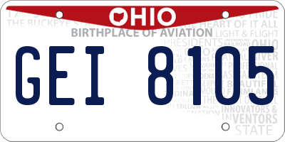 OH license plate GEI8105