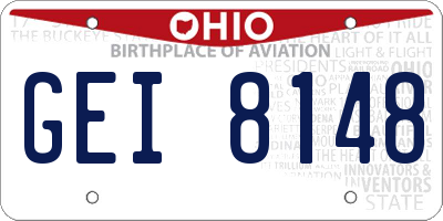 OH license plate GEI8148