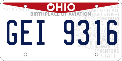 OH license plate GEI9316