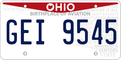OH license plate GEI9545
