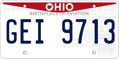 OH license plate GEI9713