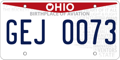OH license plate GEJ0073