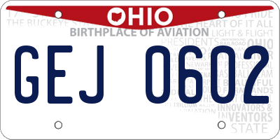 OH license plate GEJ0602