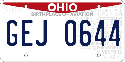 OH license plate GEJ0644