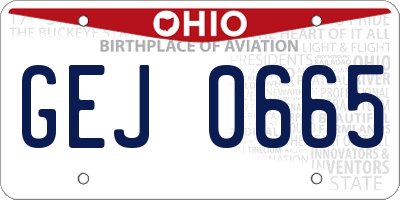 OH license plate GEJ0665