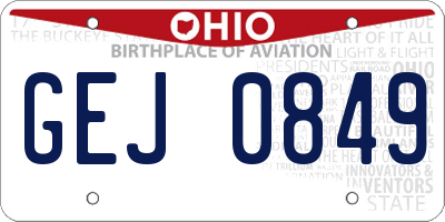 OH license plate GEJ0849