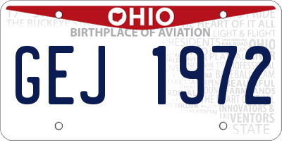 OH license plate GEJ1972