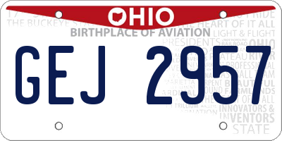 OH license plate GEJ2957
