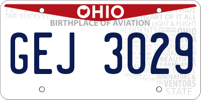 OH license plate GEJ3029