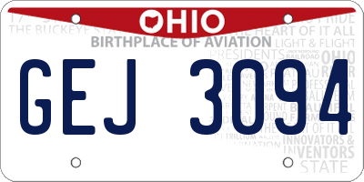 OH license plate GEJ3094