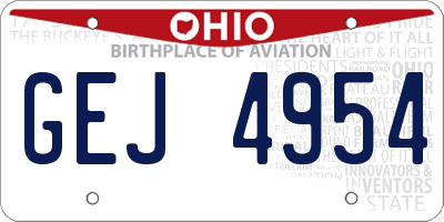 OH license plate GEJ4954