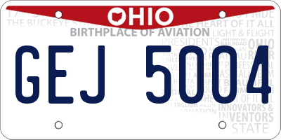 OH license plate GEJ5004
