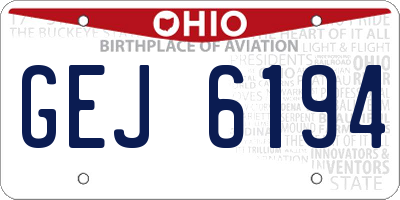 OH license plate GEJ6194