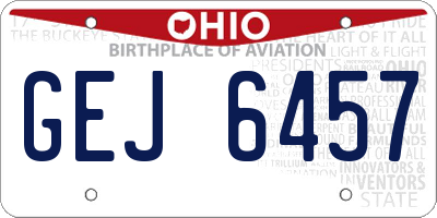 OH license plate GEJ6457