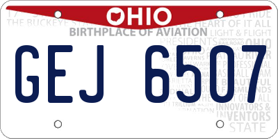 OH license plate GEJ6507
